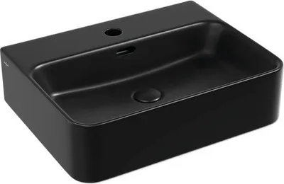 Produktbild von Jungborn Waschtisch THREE 52 x 40 cm schwarz matt inkl. keramischen Ablaufventil