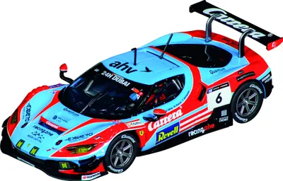 A toy model of a Ferrari 296 GT3 race car.