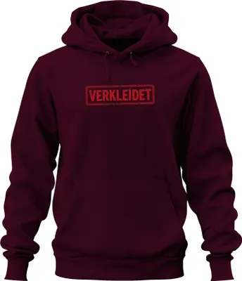 Produktbild von VERKLEIDET Karneval Fasching Halloween Cosplay Kostüm lustig Uni Hoodie Kapuzenpullover, Burgundy, XL