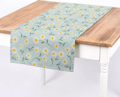 Produktbild von SCHÖNER LEBEN. Tischläufer Gänseblümchen hellblau oder natur weiß