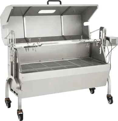 Produktbild von Drehspieß – Drehgrill aus Edelstahl – 60kg – Höhenverstellbar – Elektrische BBQ mit Deckel & Zubehör