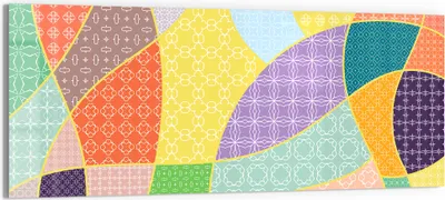 Produktbild von DEQORI Glasbild Echtglas 125x50 cm 'Bunte Musterwelt' Wandbild Bild modern Deko