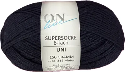 Produktbild von ONline Garne 8-fädige uni Sockenwolle zum Stricken u. Häkeln,150g/315 m 8004 marine