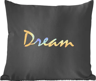 Produktbild von MuchoWow® Zierkissen Sofakissen Wohnzimmer Dekokissen 50x50 cm Zitat - Traum - Schwarz - Gold - Komfort - Sofakissen