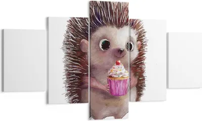 Produktbild von Bild auf Leinwand - Leinwandbild - 5 Teile - Igel Cupcake Kinder - 125x70cm - Wand Bild - Wanddeko - Wandbilder - Leinwanddruck - Bilder - Wanddekoration - Leinwand bilder - Wandbild - EA125x70-4769