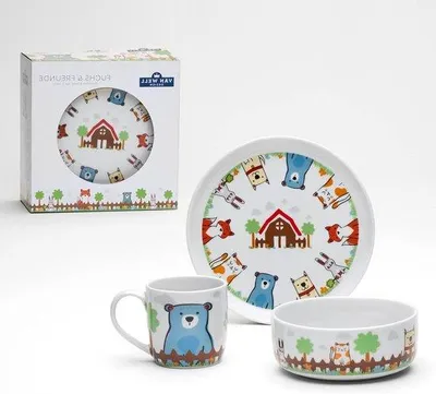 Produktbild von Famanu Kinderserviesset Fuchs & Freunde - 3-teilig, Porzellan mit Tiermotiven