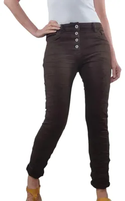 Imagen del producto de Pantalones vaqueros elásticos con diseño holgado tipo "boyfriend" para mujer, con detalles decorativos