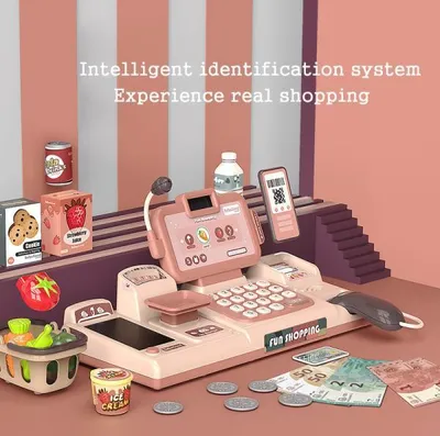Produktbild von 360Home Spielsimulation Kinderspielzeug Supermarkt spielzeug Spielset Kasse rot 【888J】
