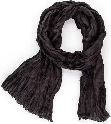 Produktbild von Knitterschal Halstuch Schal XXL Schwarz Seide 180x90cm