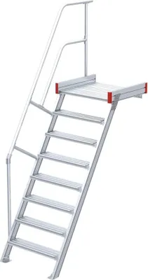 Produktbild von Euroline 511 Podesttreppe 60° 800mm Stufenbreite 8 Stufen Alu gerieft