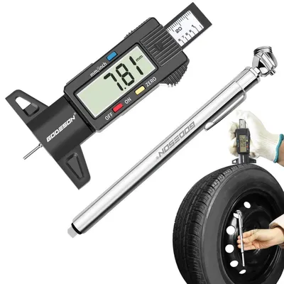 Produktbild von Digitaler Reifentiefenmesser & Luftdruckprüfer 0-25,4 mm/Zoll LCD Edelstahl Auto Motorrad LKW