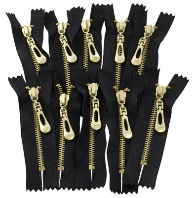 Reißverschluss-Set, 10 Stück, 8 cm, Metall, schwarz, dekorativ