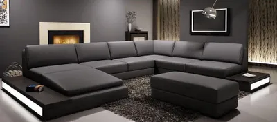 Productafbeelding van Modern hoekbank, gestoffeerd met leer, design sofa, woonkamer set, PHM102