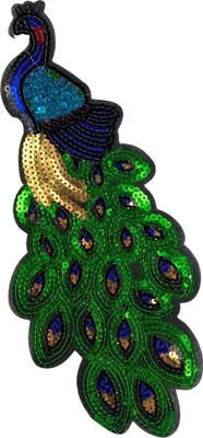 Produktbild von Pfauen-Pailletten-Emblem-Aufnäher zum Aufbügeln