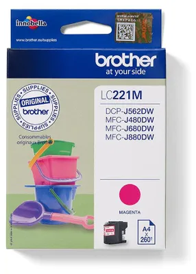 Produktbild von Brother LC221M, Magenta, Tinte auf Pigmentbasis, 1 Stück(e), 260 Seiten, Einzelpackung