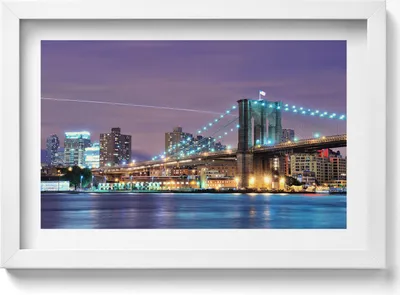 Produktbild von Brooklyn-Brücke– Wandbild mit Rahmen – Gerahmtes Bild  – Wanddekoration – 30x20 cm –  Weiß Rahmen