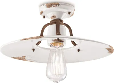 Produktbild von Deckenlampe Metall Keramik E27 rund D: 40 cm Weiß Shabby Antik Vintage Keramikleuchte