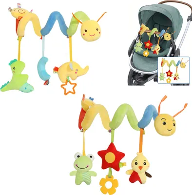 Produktbild von Beruhigendes Raupenspielzeug,2er-Set Plüsch Babyspielzeug BB-Set und Rassel für Kinderbetten und Kinderwagen