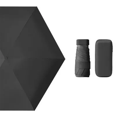 Produktbild von Taschenregenschirm Mini Regenschirm,6 Rippen Regenschirm Sturmfest Klein Taschenschirm(Schwarz)