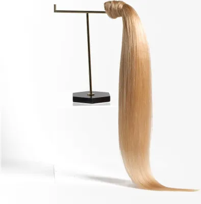 Produktbild von chaarmant Ponytail Extensions Echthaar 55 cm 100 g – Zopf Haarteil #24 Goldblond