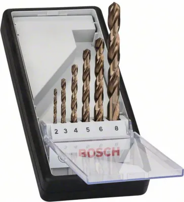 Image de Bosch Robust Line HSS-Co, DIN 338 - Jeu de forets - pour le métal - 6 pièces - 5 mm, 6 mm, 8 mm, 4 mm, 3 mm, 2 mm