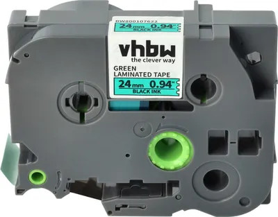 Produktbild von vhbw Schriftband-Kassette kompatibel mit Brother PT 2480, 2470, 2460, 2450 DX, 2500 PC, 2730 VP, 350 Etiketten-Drucker 8m x 24mm Schwarz auf Grün
