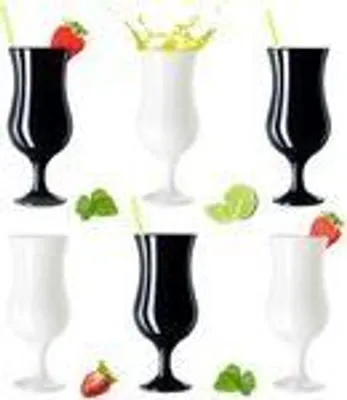 Produktbild von PLATINUX Schwarze & Weiße Cocktailgläser 400ml (max. 470ml) aus Glas Set 6-Teilig Longdrinkgläser Partygläser Milkshake