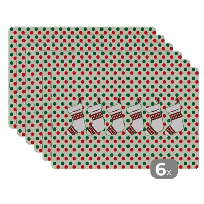 Obrázok produktu pre MuchoWow® Podložky Sada 6 podložiek Umývateľné podložky 30x45x0.3cm Vianoce - vzor - Vintage Podložka pod stôl Nekĺzavá a odolná voči teplu