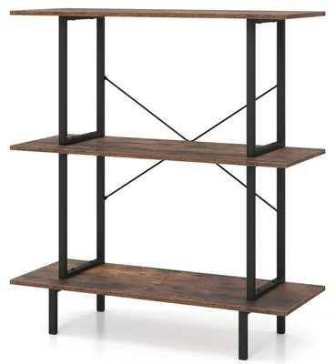 Immagine prodotto di Libreria KOMFOTTEU con 3 ripiani, scaffale industriale con 3 ripiani aperti e struttura in metallo robusta, libreria autoportante, ideale per soggiorno, camera da letto, studio, ufficio