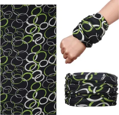 Produktbild von Multifunktionstuch Schlauchschal Halstuch Maske Mundschutz Fahrrad Bandana Biker 359 Kreise grün weiß