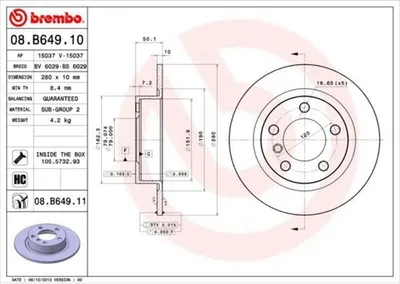 Immagine prodotto di Disco freno BREMBO 08.B649.11