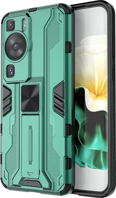 Produktbild von Huawei P60 Hülle, Dual Layer PC TPU Bumper Stoßfest Ständer Schutzhülle für Huawei P60 / P60 Pro Grün