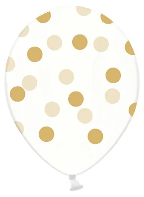 Obrázok produktu pre Priehľadné balóniky so zlatými bodkami, 30 cm, 6 ks.