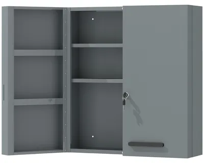 Produktbild von Medizinschrank, abschließbarer Medikamentenschrank mit 2 Türen und 6 Regalen, Kohlegrau