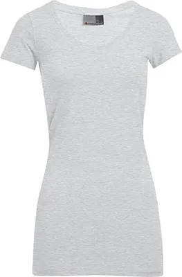 Produktbild von Slim-Fit V-Ausschnitt T-Shirt Lang Damen, Sportgrau, XL