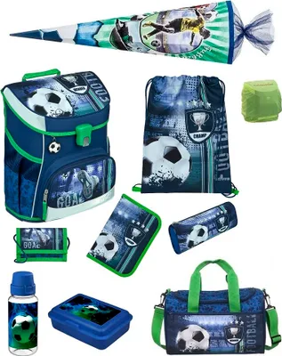 Produktbild von Fußball Schulranzen Set 10tlg Scooli Campus Sporttasche Schultüte blau Football Ranzen 1. Klasse Einschulung