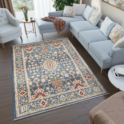 Produktbild von Tapiso Teppich RIVIOLI Modern Design Beige Blau Wohnzimmer 80 x 150 cm