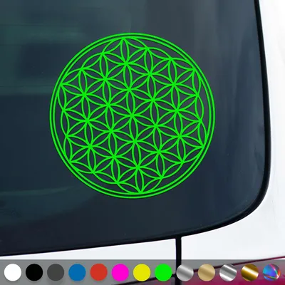 Produktbild von PantherPixel Blume des Lebens Aufkleber Lebensblume Yoga Sticker Auto Geschenkidee Farbe Neon-Grün