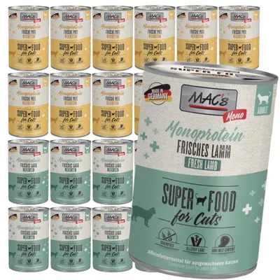 Produktbild von MAC's 24x400g Monoprotein Nassfutter für Katzen, Lamm/Truthahn