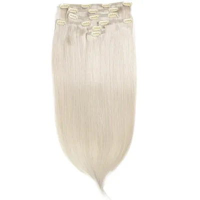 Immagine prodotto di hair2heart premium clip in estensioni di capelli umani lisci - 7 pezzi 100g set 40cm bianco biondo