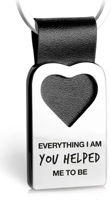 Produktbild von FABACH Herz Schlüsselanhänger mit Gravur aus Leder - Vater oder Mutter Geschenk Anhänger für Vatertag, Muttertag und Geburtstag - Everything I am You Helped me to be