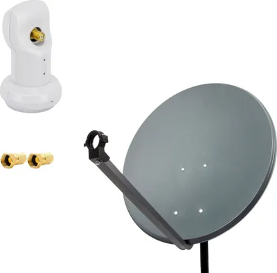 Produktbild von PremiumX SAT Anlage 80cm Antenne Anthrazit Single LNB weiß 2x F-Stecker