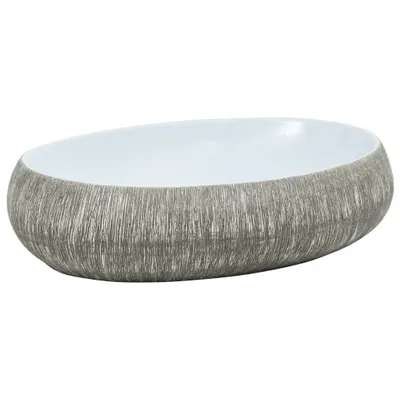 Produktbild von Aufsatzwaschbecken Grau und Blau Oval 59x40x15 cm Keramik