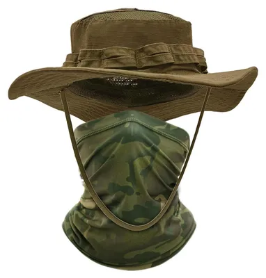 Productafbeelding van Fischerhoed met buisdas, camouflageprint, verstelbaar, geschikt voor outdoor activiteiten