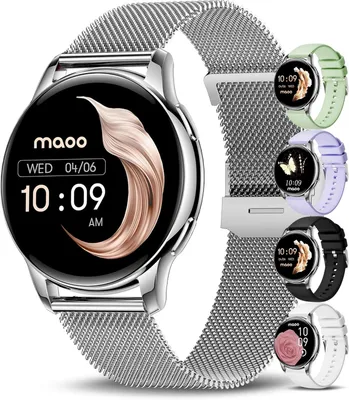 Produktbild von Smartwatch mit Anruffunktion,1,32-Zoll-AMOLED-Display,Herzfrequenzmesser,SPO₂, Blutdruckmesser, 100+ Sportmodi,IP67 wasserdicht,inklusive 5 Armbänder