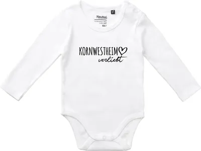 Produktbild von Huuraa Baby Body Kornwestheim verliebt 80 White  Baumwolle Fairtrade Langarmbody Geschenkidee