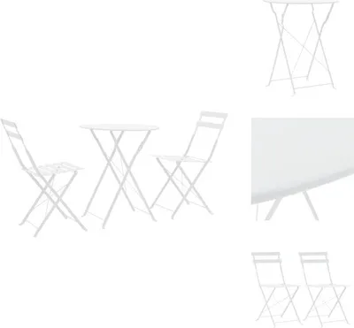 Immagine prodotto di vidaXL set bistrot 3 pezzi acciaio bianco - Set di mobili da giardino