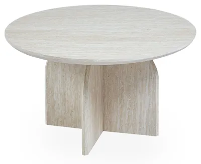 Image de MENZZO Table basse ronde élégante 80cm Calyptus Effet travertin Beige