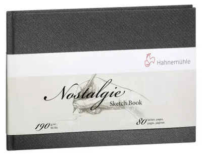 Immagine prodotto di Hahnemühle Nostalgie sketchbook - 190 g/m² - Formato DIN A4 orizzontale - 40 fogli/80 pagine