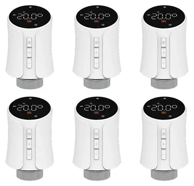 Obrázek produktu pro Inteligentní termostatický ventil, ovládání přes aplikaci, kompatibilní s hlasovými asistenty, WiFi, 6 kusů